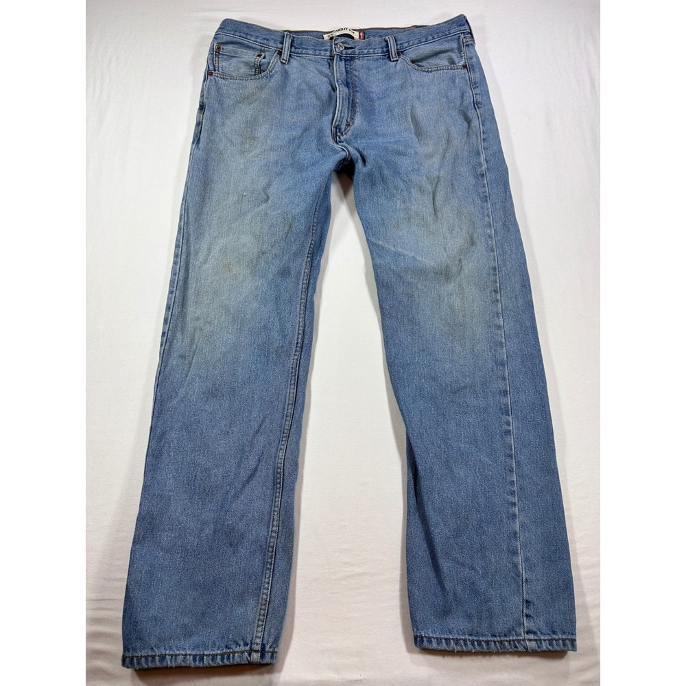 Levis 505 Straight Fit Light Wash Blue Denim Jeans 42x34 Mens 100% Cotton